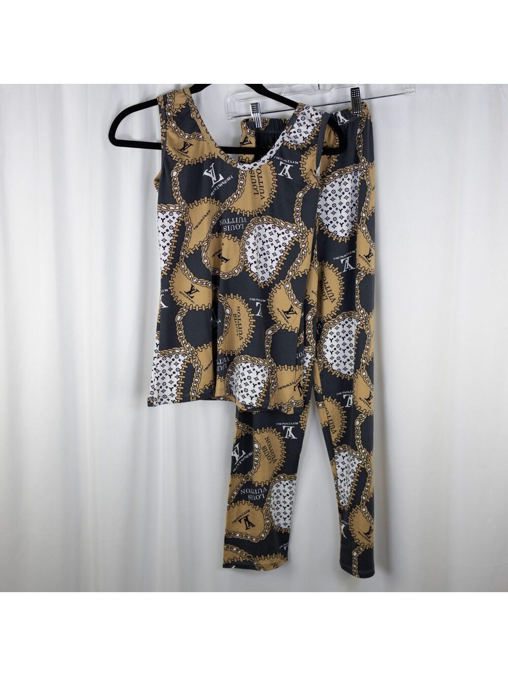 Grey Monogram Print Two-Piece Set - Picture 3 of 3